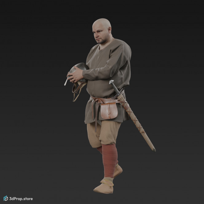 3D scan of a walking norman warrior from 1050, Europe.