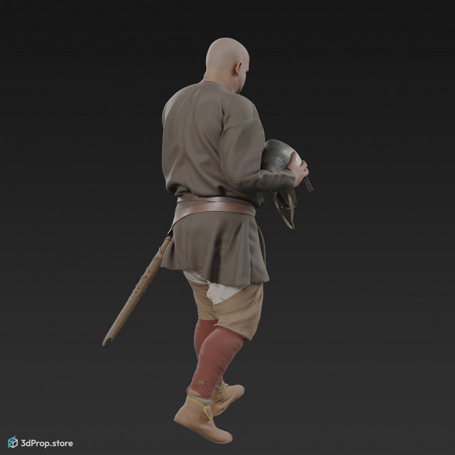 3D scan of a walking norman warrior from 1050, Europe.