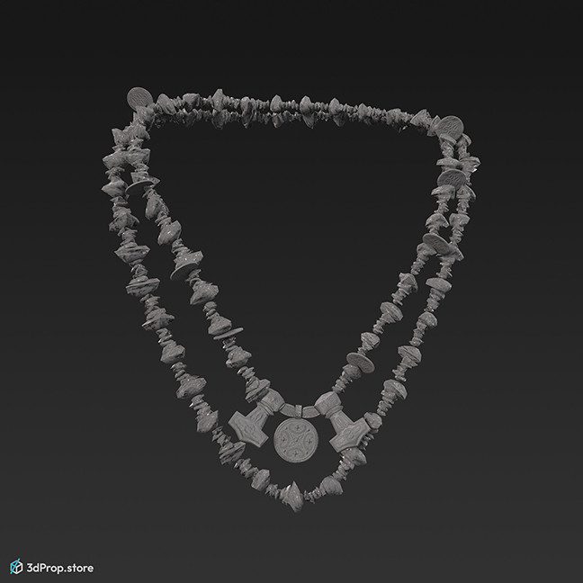 3D scan of a Scandinavian woman's necklace decorated with pearls, gems and stones from the 9th century.