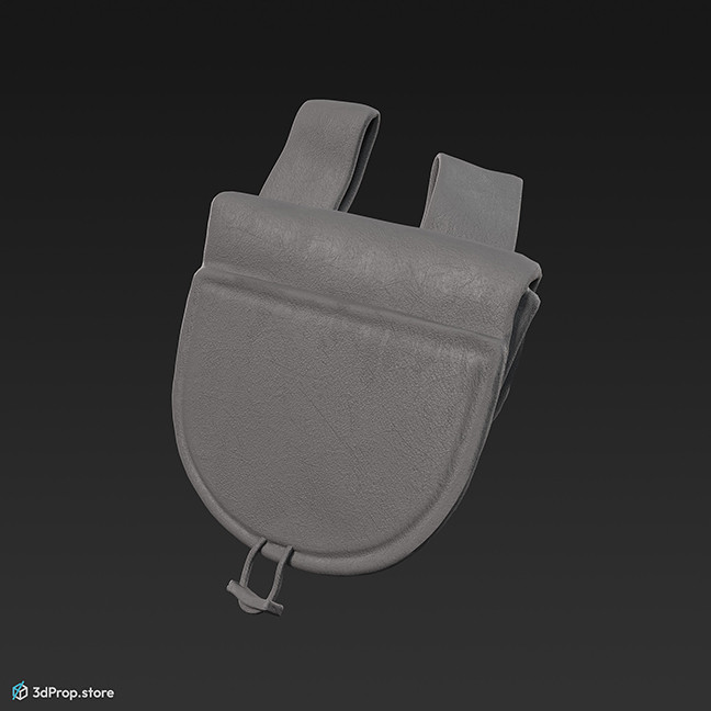 3d scan of a simple leather Scandinavian warrior Sabratache bag from 900, Europe.