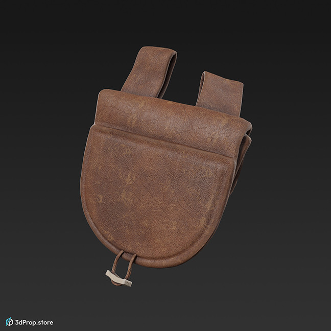 3d scan of a simple leather Scandinavian warrior Sabratache bag from 900, Europe.