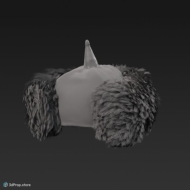 3d scan of a women's hat, made of fur and textile, from 900, Europe.