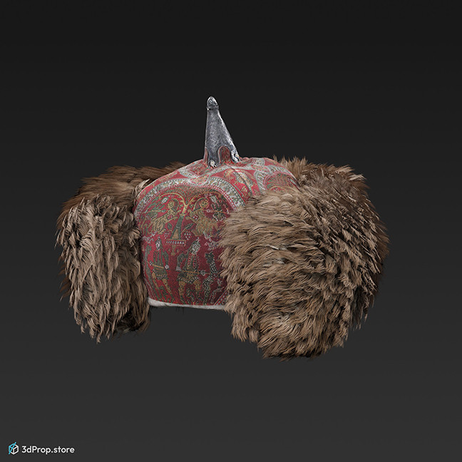 3d scan of a women's hat, made of fur and textile, from 900, Europe.