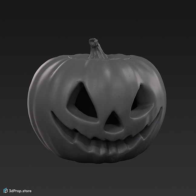 3D model of a carved Halloween pumpkin head.
