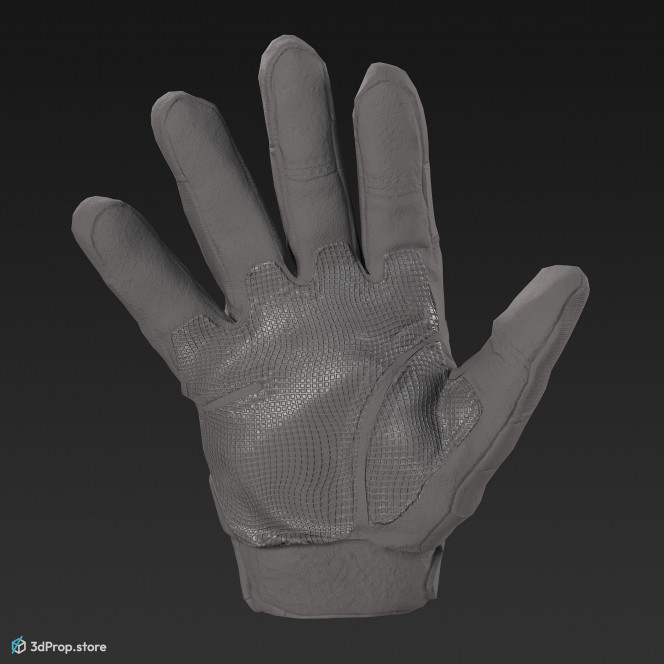 3D scan of a combat gloves in different color variations, made of Kevlar and other reinforced synthetic materials, which prolongs the life of the glove, from 2020, USA.