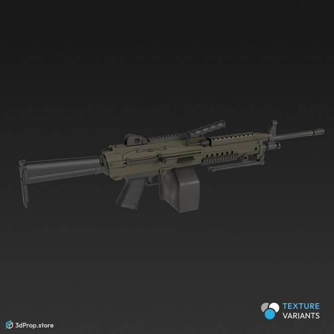 3D model of a light machine gun, also known as the Squad Automatic Weapon (SAW), used by infantry units, from 1970s, United States.