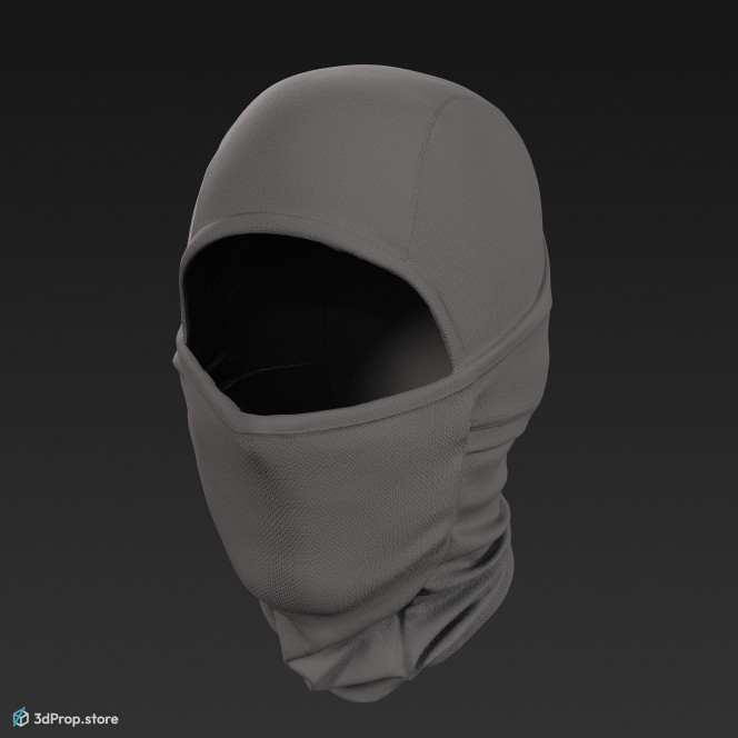 3D scan of a military green face mask made of nylon and polyester, from 2000.