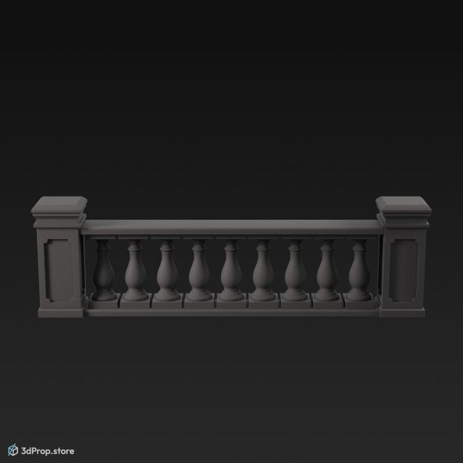 3D model of a Stone Balustrade usually made of travertine, marble, stone or limestone, from 20th century.