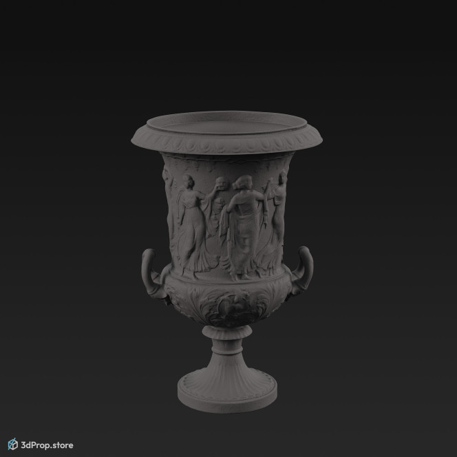 3D model of a white, ornate vase from the 20th century.