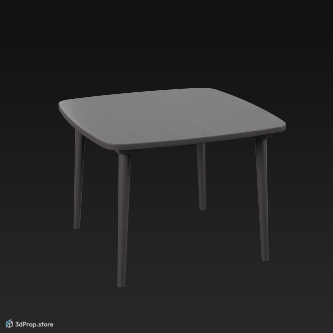 3D model of a dining table, made from wood, from 1960, USA.