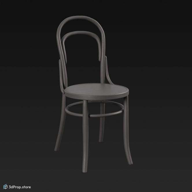 3D model of a red, wooden dining chair from 1960, USA.