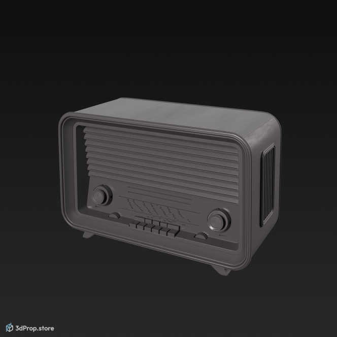 3D model of a retro, yellow painted radio from 1960, USA.