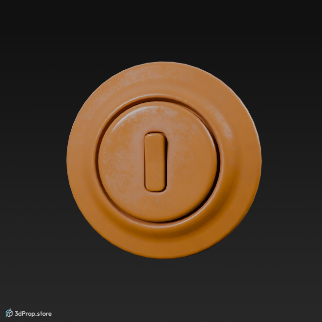 3D model of an old style light switch in orange, yellow and red colors from 1960, USA.