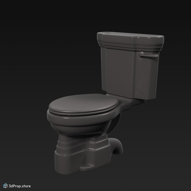 3D model of a pink, ceramic toilet from 1950, USA.