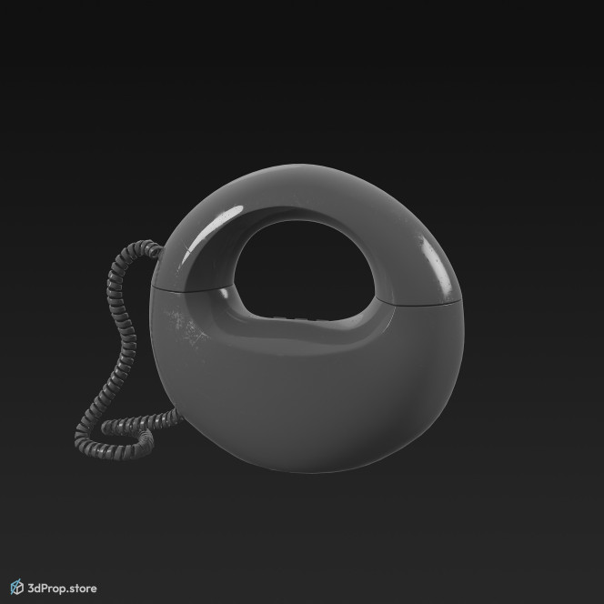 3D model of a yellow, plastic wired telephone from 1960, USA.