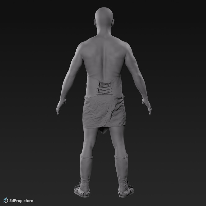 3D scan of a standing unequipped gladiator man in an A pose from AD 30, Roman Empire, Europe.