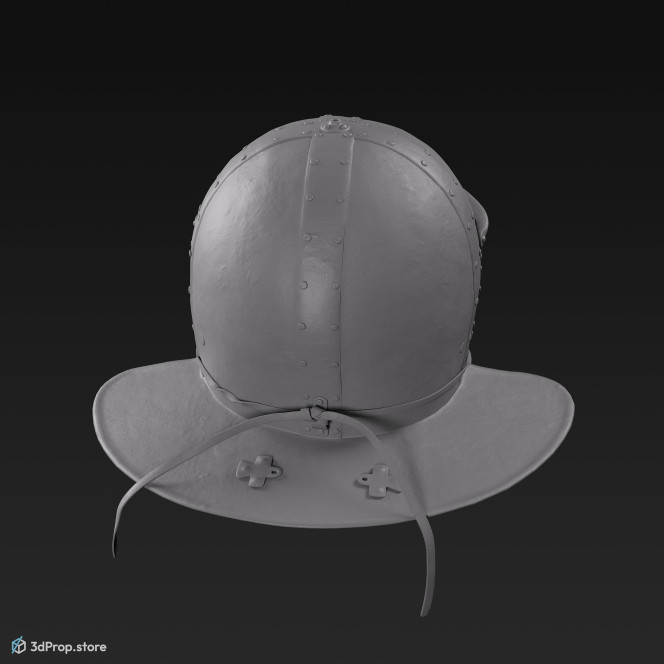 3D scan of a metal and leather helmet from AD 30, ancient Roman Empire, Europe.