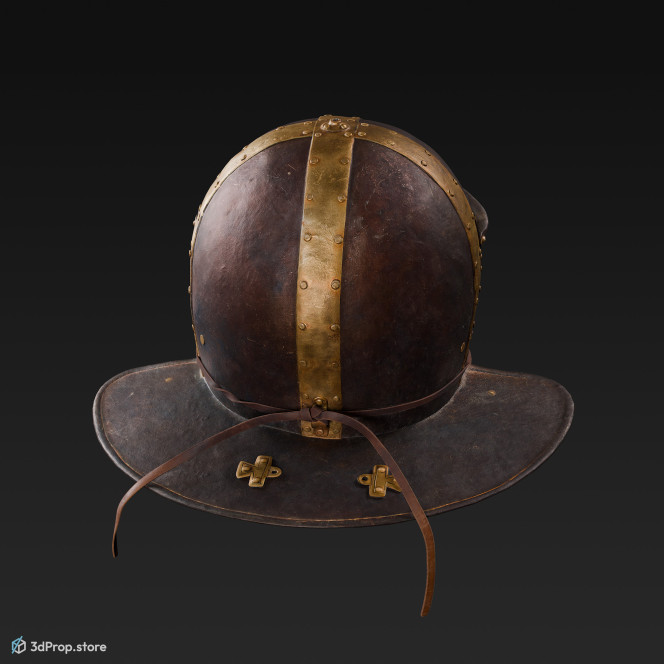 3D scan of a metal and leather helmet from AD 30, ancient Roman Empire, Europe.