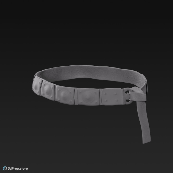 3d scan of a metal and leather belt from AD 30, Roman Empire, Europe.