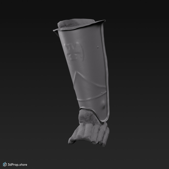 3D scan of a leather and metal leg protector from AD 30, Roman Empire, Europe.