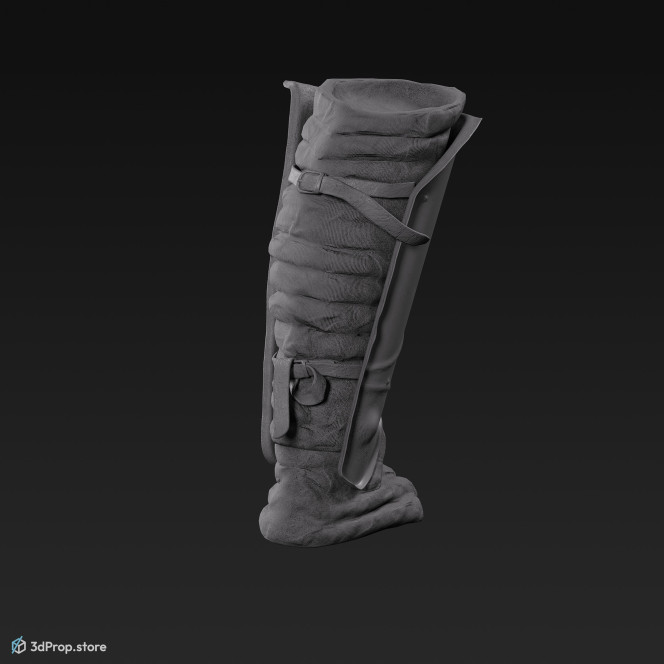 3D scan of a leather and metal leg protector from AD 30, Roman Empire, Europe.