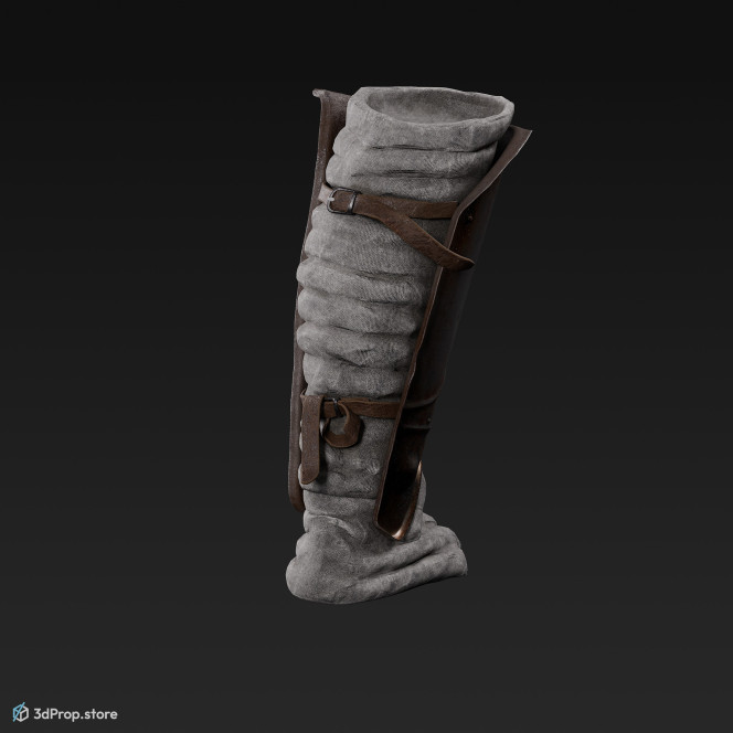 3D scan of a leather and metal leg protector from AD 30, Roman Empire, Europe.