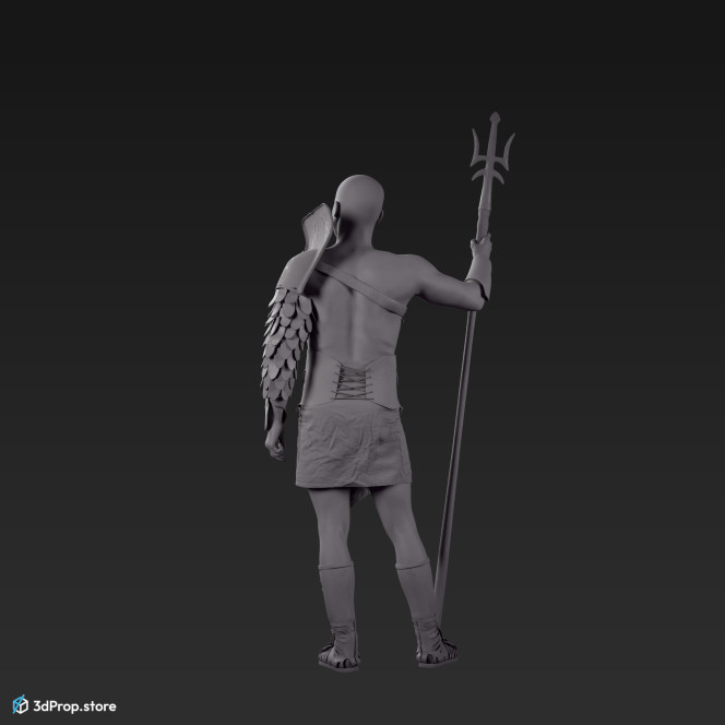 3D scan of a standing retiarius or veles class gladiator man from AD 30, Roman Empire, Europe.