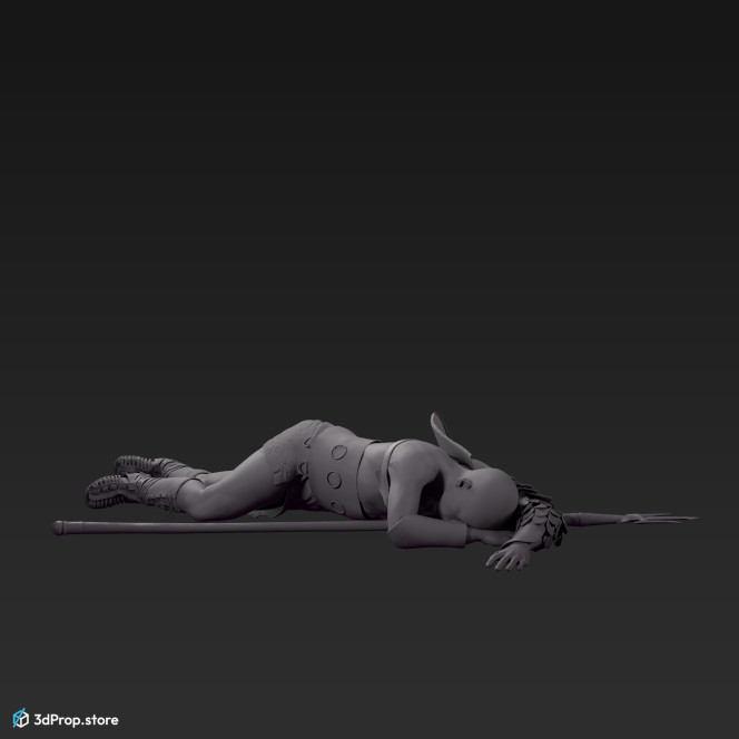 3D scan of defeated retiarius or veles class gladiator man from AD 30, Roman Empire.