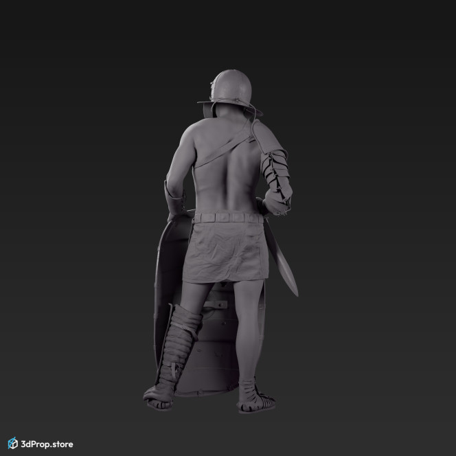 3D scan of a Provocator or Challenger class gladiator man in a standing pose from AD 30, Roman Empire, Europe.