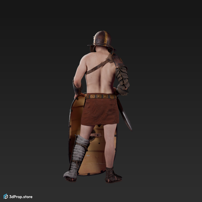 3D scan of a Provocator or Challenger class gladiator man in a standing pose from AD 30, Roman Empire, Europe.