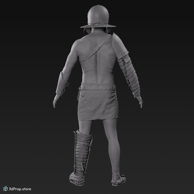 3D scan of a standing Provocator or Challenger class gladiator man in an A pose from AD 30, Roman Empire, Europe.