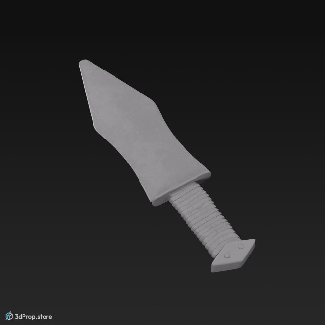 3d scan of a metal dagger with a leather handle, from AD 30, Roman Empire, Europe.