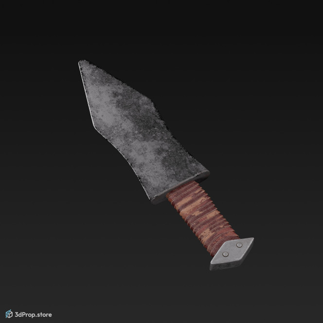 3d scan of a metal dagger with a leather handle, from AD 30, Roman Empire, Europe.