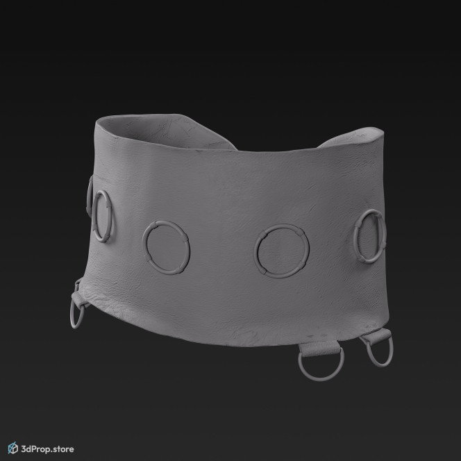 3d scan of a red leather belt from AD 30, Roman Empire, Europe.