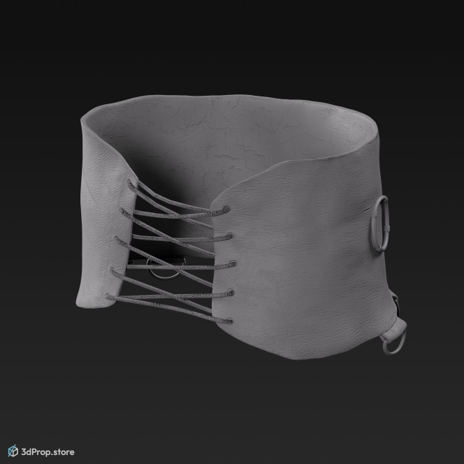 3d scan of a red leather belt from AD 30, Roman Empire, Europe.