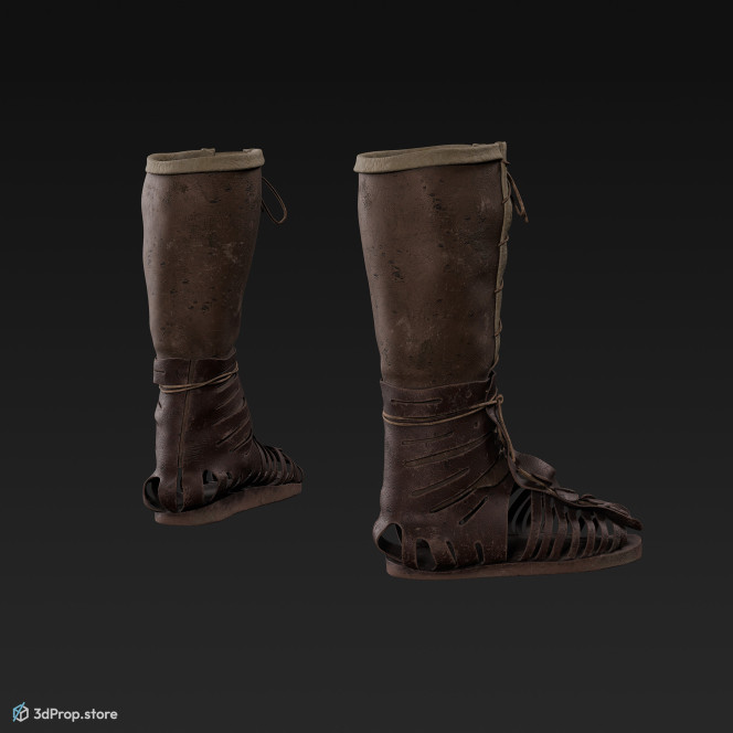 3D model of a knee high gladiator sandals, from AD 30, Roman Empire, Europe.