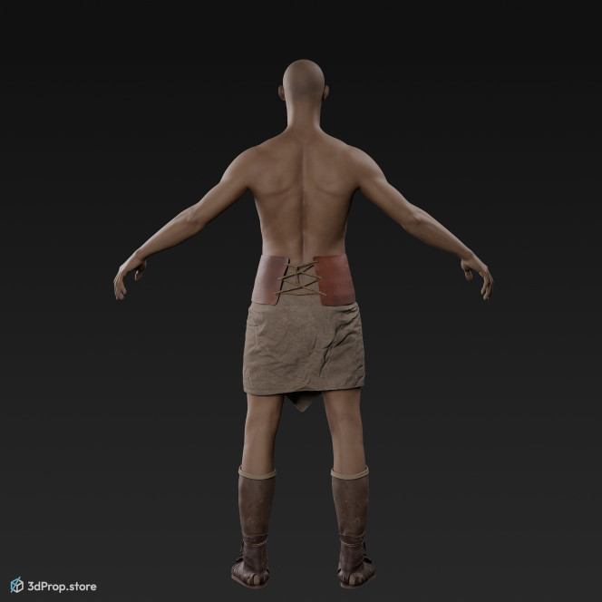 3D model of a standing unequipped gladiator man in an A pose with base clothes from AD 30, Roman Empire, Europe.