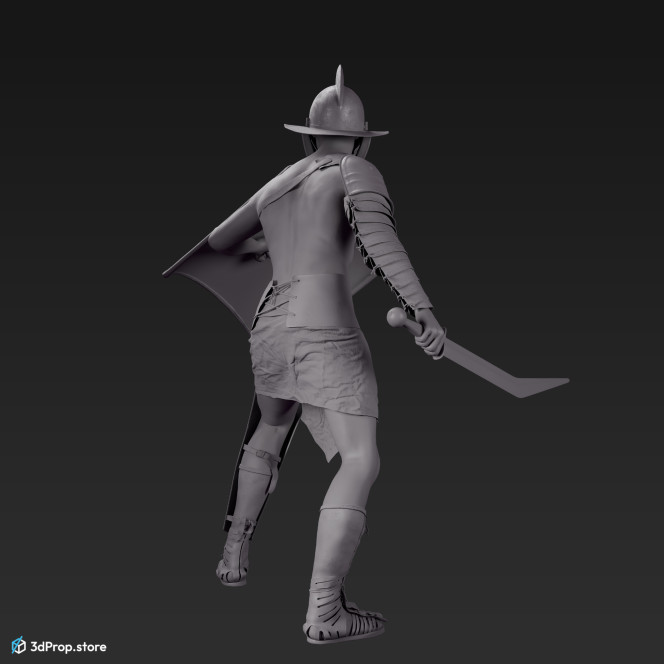 3D model of a Thraex class gladiator man with clothes from 1st century (AD 30) Roman Empire.