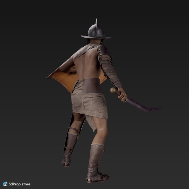 3D model of a Thraex class gladiator man with clothes from 1st century (AD 30) Roman Empire.