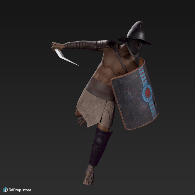 3D model of a Thraex class gladiator man with clothes from the 1st century (AD 30) Roman Empire