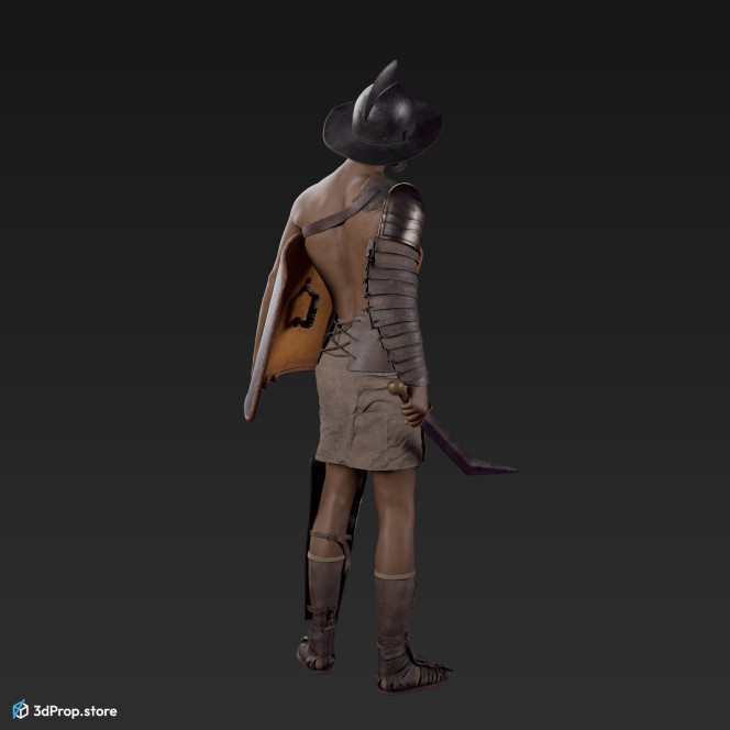3D model of a Thraex class gladiator man with clothes from AD 30, Roman Empire.