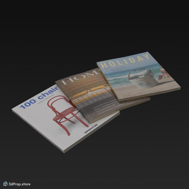 3D model of 3 magazines, from 1960.