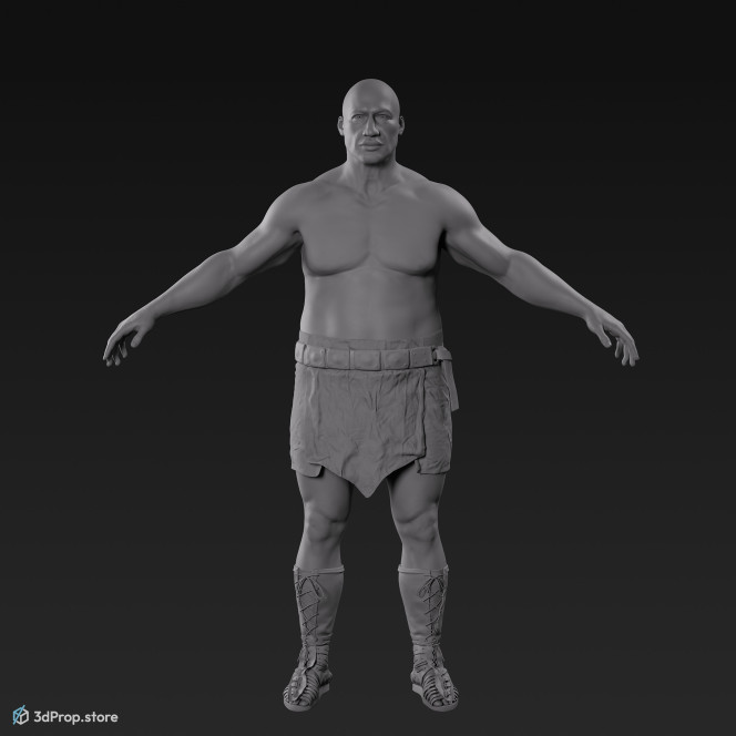 3D model of a man in an A pose with base clothes from AD 30, Roman Empire, Europe.