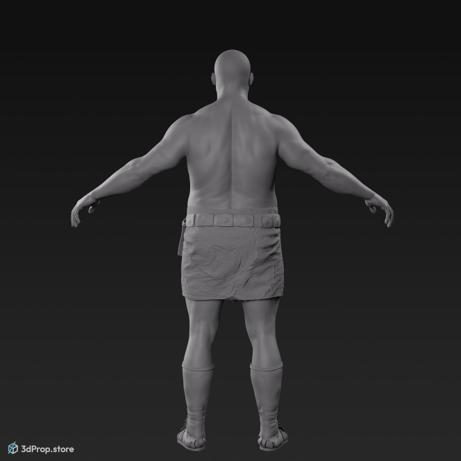 3D model of a man in an A pose with base clothes from AD 30, Roman Empire, Europe.