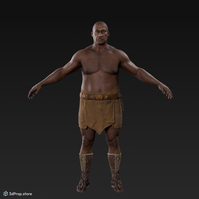 3D model of a man in an A pose with base clothes from AD 30, Roman Empire, Europe.