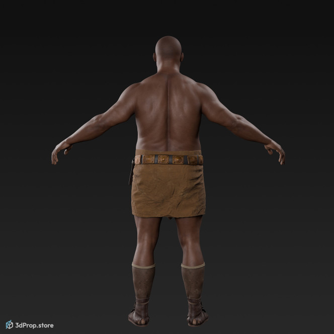 3D model of a man in an A pose with base clothes from AD 30, Roman Empire, Europe.