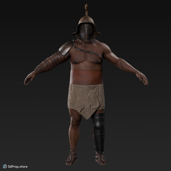 3D scan of a gladiator  man in an A pose from AD 30, Roman Empire, Europe.