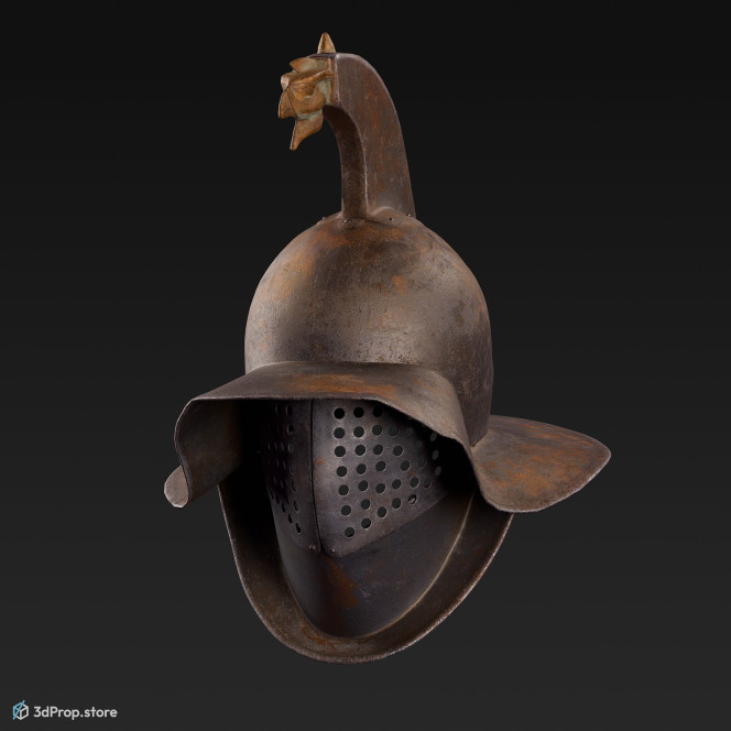3D scan of a hoplomachus gladiator's helmet from the Roman Empire.