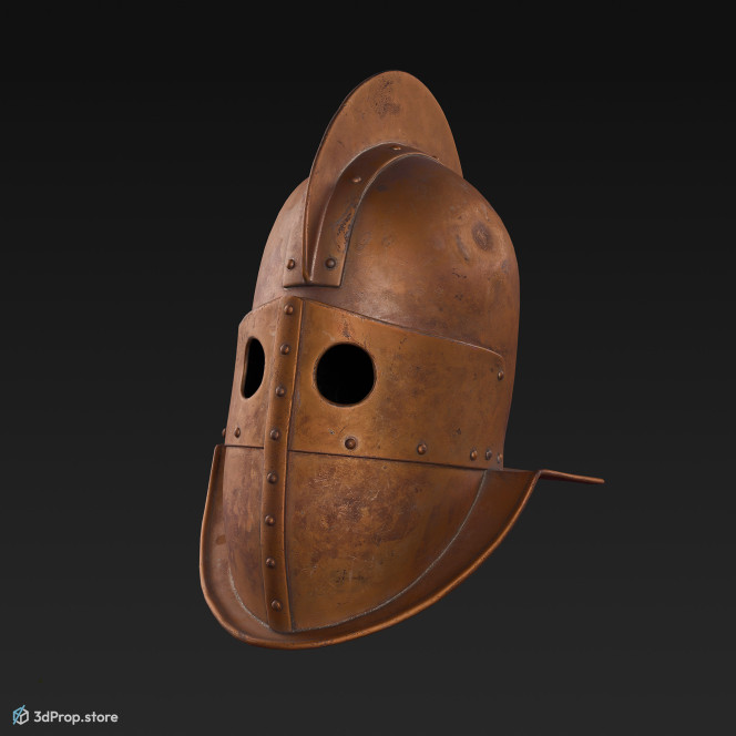 3D scan of a secutor gladiator's helmet from the Roman Empire.
