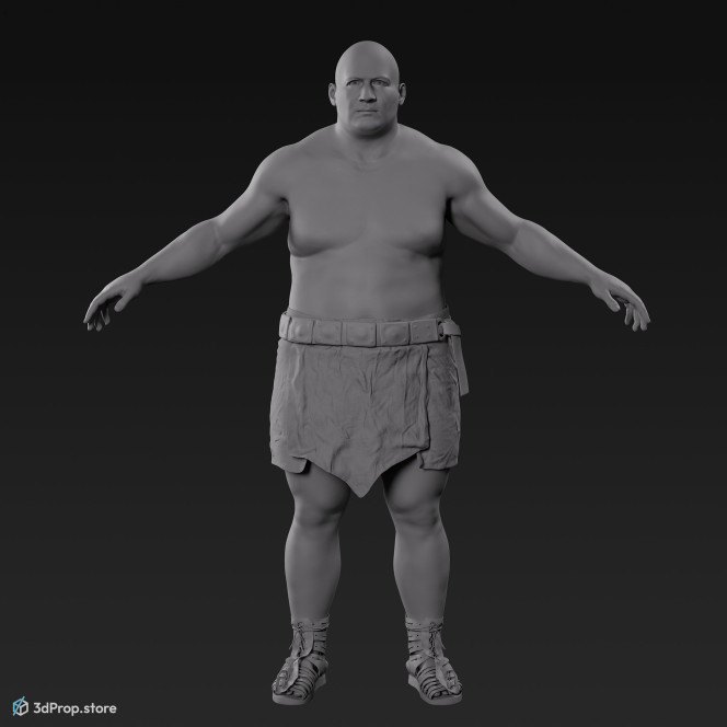 3D scan of a man in an A pose with base clothing from AD 30, Roman Empire, Europe.
